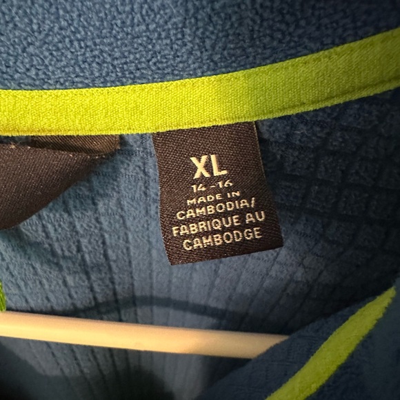 Lands' End Kids Jacket in Blue with Neon Green Zipper - Picture 3 of 4